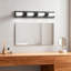 Luminaire de meuble-lavabo moderne à DEL avec miroir mural noir mat 4 lumières pour salle de bain et vestiaire, lumière du jour 5000K