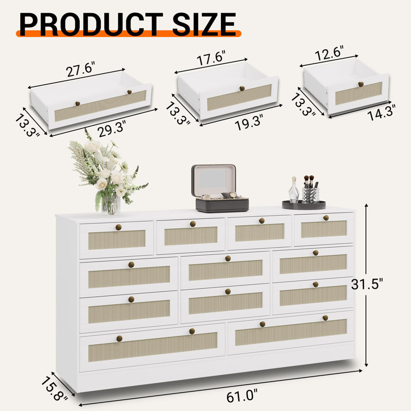 Commode 12 tiroirs Modern, Blanc