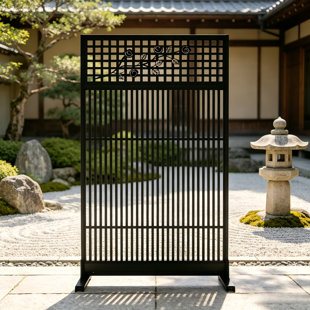 Moustiquaire en métal rose noir rétro - Conception autoportante sur pied (aucun assemblage requis) - Un paravent décoratif idéal pour les patios, les cours et les espaces intérieurs.