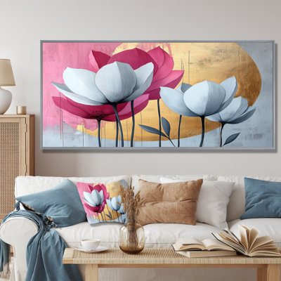 Golden Lotus Flowers Pure Form V - Lotus, art mural