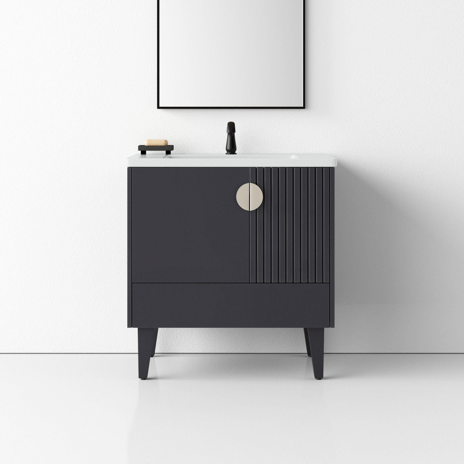 Saimah 30'' Single Bathroom Vanity, Black, Satin Nickel