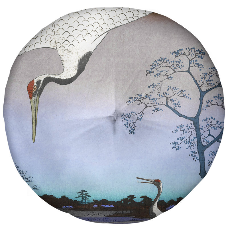 Coussin de sol pour grues japonaises utagawa hiroshige, 27,5 po x 55,5 po, Bleu