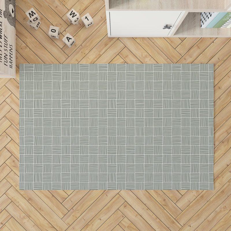 Gridblocked Kids Play Mat, Chimichurri/Green, Rectangle 48" x 72"