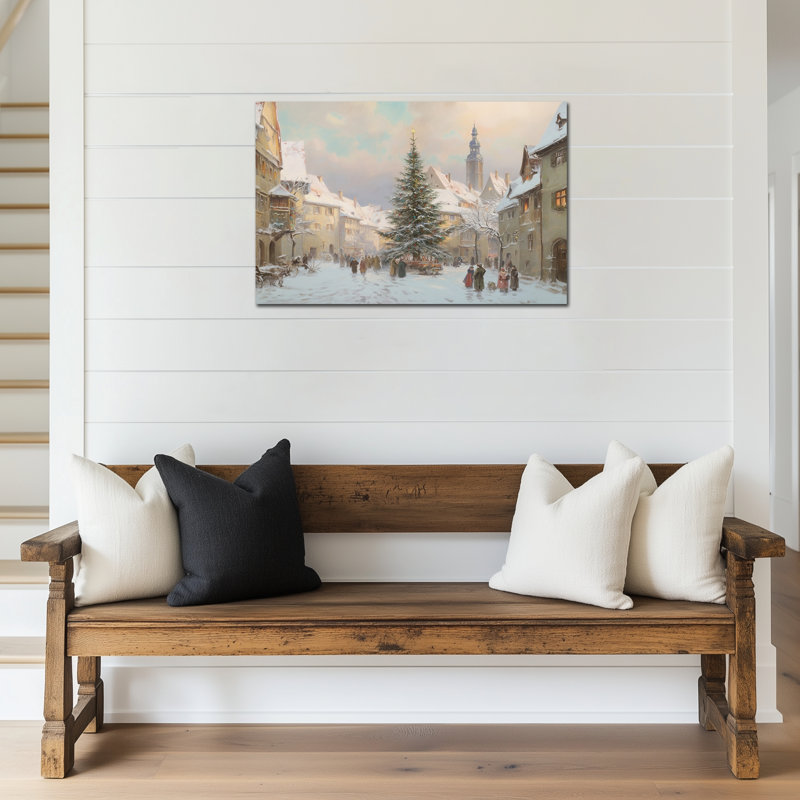 Art mural en toile Winter Town, H 32 po x l 48 po