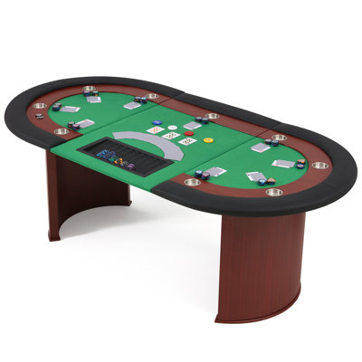 81.9" 10-Player Oval Wood Grain Poker Table