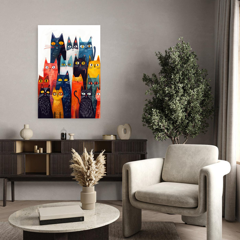 «Colorful Cat Collection», art mural moderne et coloré, 36" H x 24" W