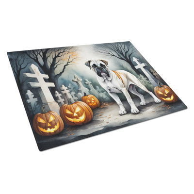 Boxer Spooky Halloween Glass Cutting Board Large