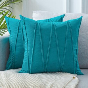 Comvi Blue Throw Pillows with Inserts Included - Decorative Pillows,  Inserts & Covers - (2 Throw Pillows + 2 Pillow Covers) - Velvet Throw  Pillows for