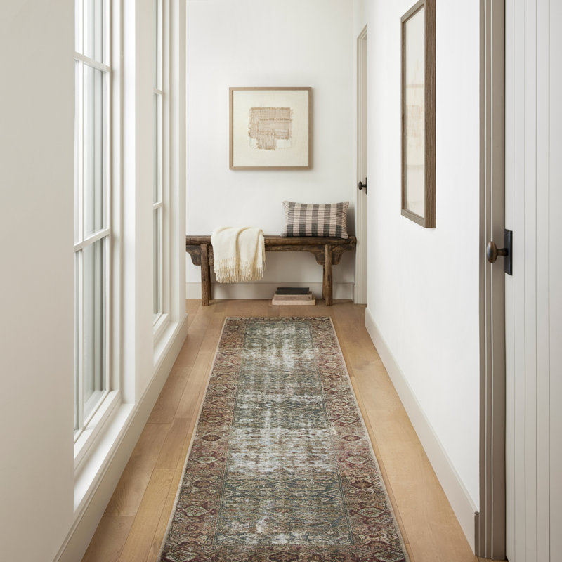 Amber Lewis x Loloi Georgie Moss / Salmon Area Rug, Runner 2' x 5'