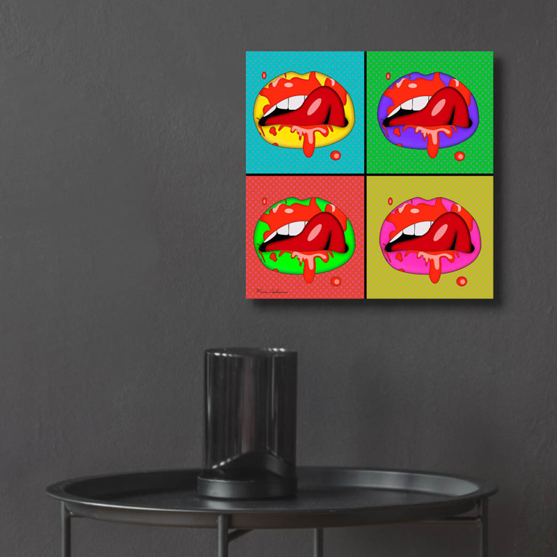 Art mural en verre épique «Lips 2» par Mark Ashkenazi, H 12 po x l 12 po x P 0,13 po