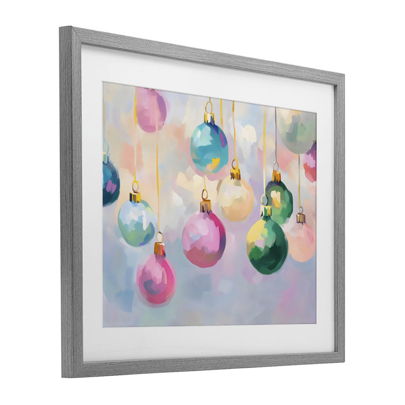 «Bright Pastel Ornaments», impression encadrée sous verre, design par Arlington Prints, Cadre de ferme gris
