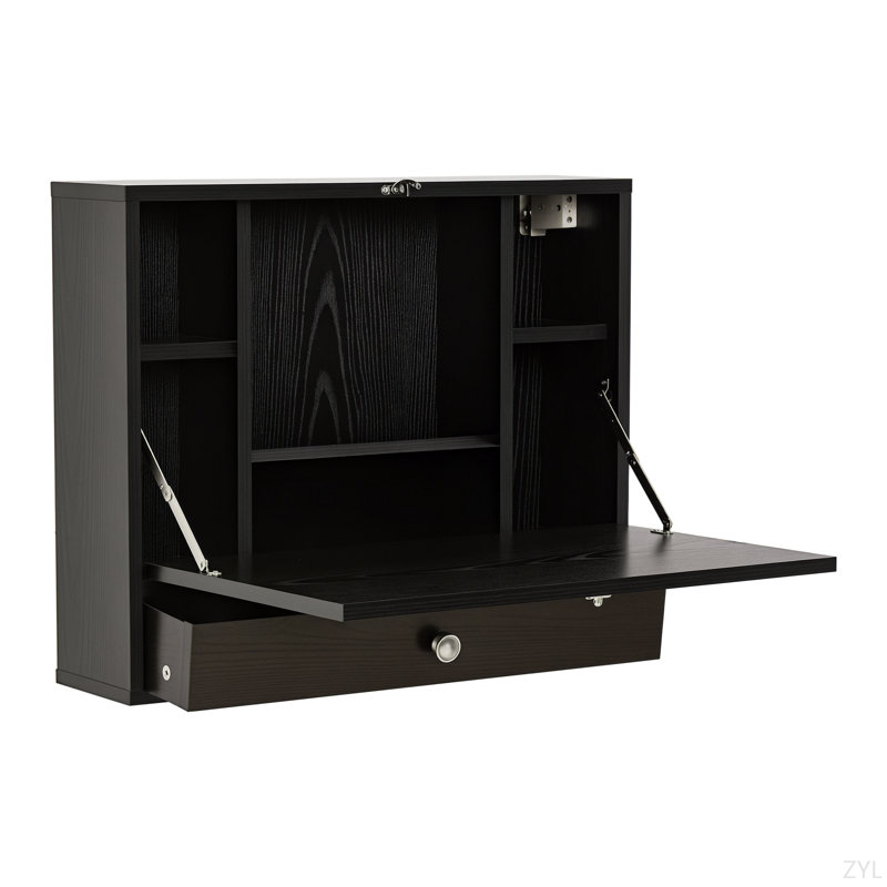 Bureau mural avec tablettes de rangement, bureau flottant
