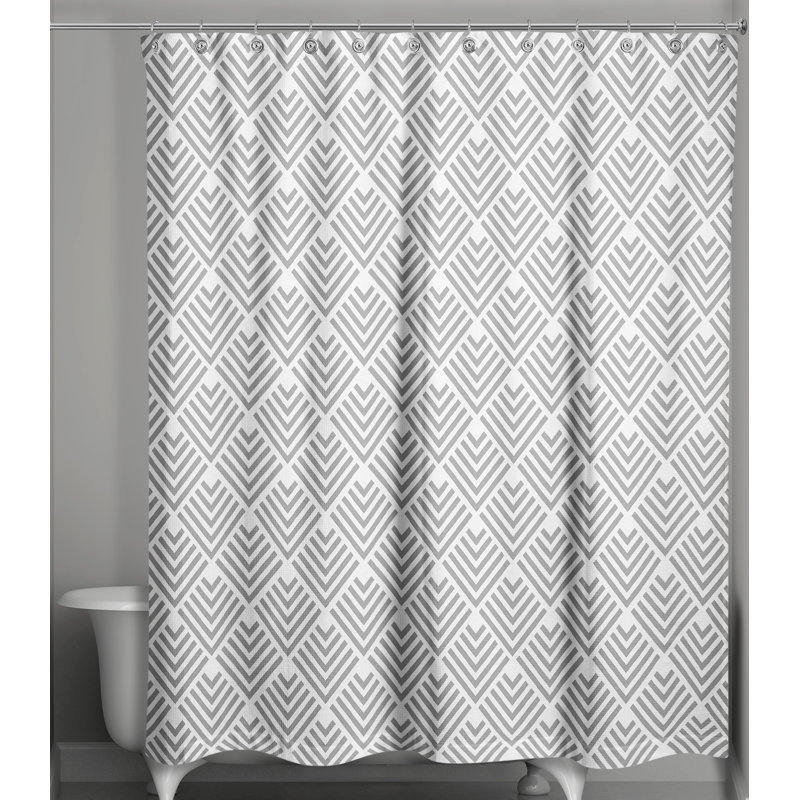 Rideau de douche simple à motif géométrique Tussilage, Gris