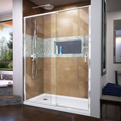 Flex Dreamline 60" x 74.75" Rectangle Pivot Shower Enclosure with Base Included