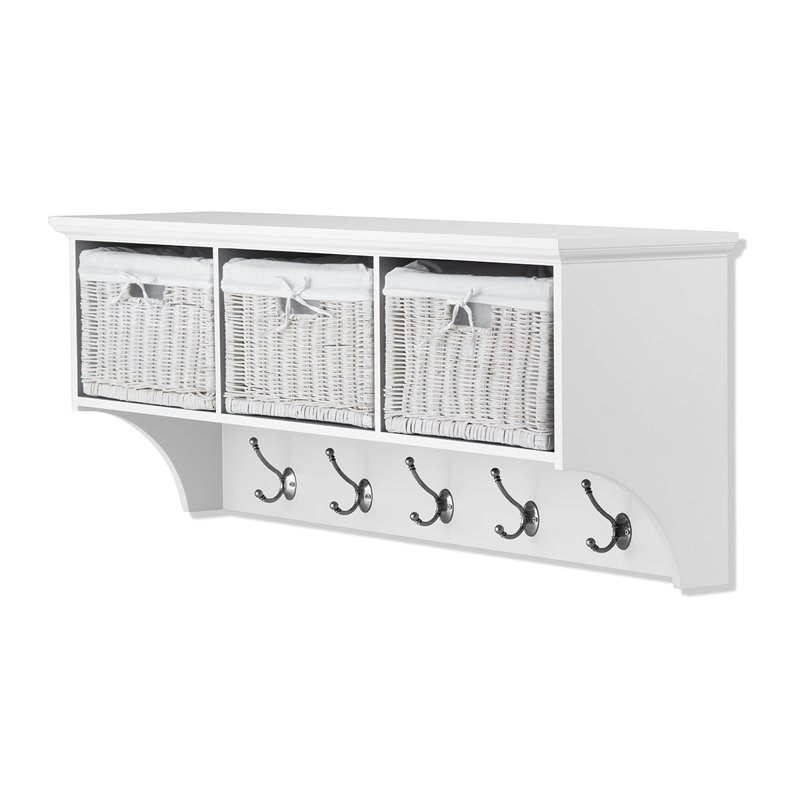 Erica Solid Wood 5 - Hook Wall Mounted Coat Rack, White