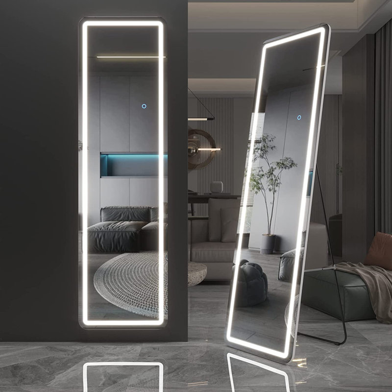 Taelyn Rectangle LED Metal Mirror, White