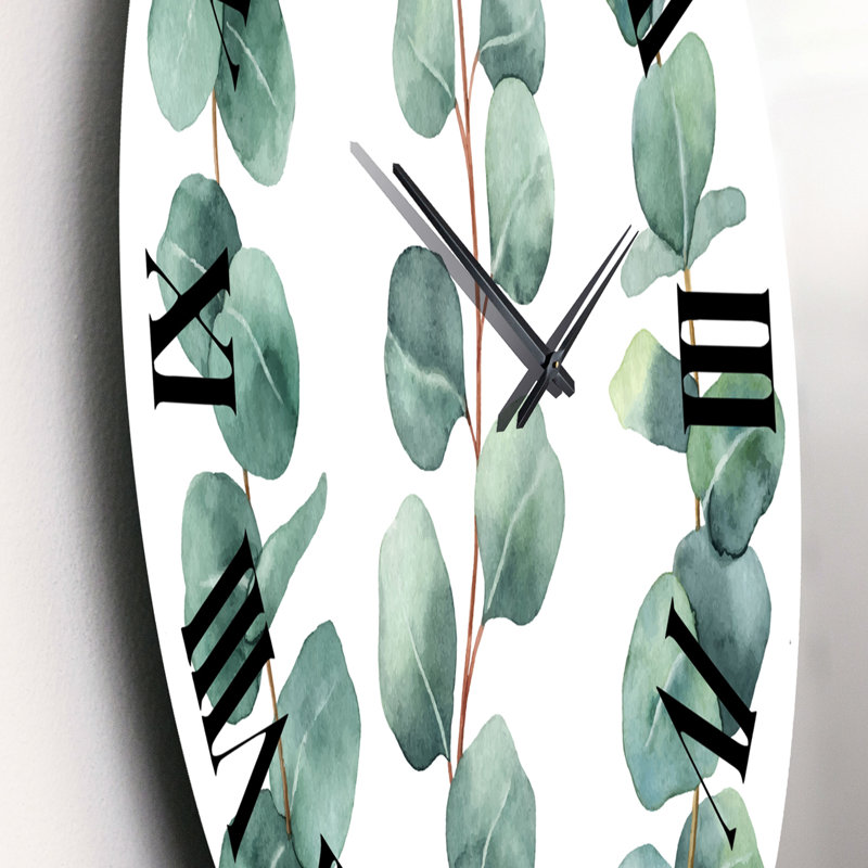 Jeunes feuilles d'eucalyptus et branches I - Horloge murale traditionnelle, Petit