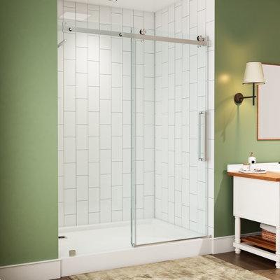 Pistis 56" - 60" W x 76" H Single Sliding Frameless Shower Door