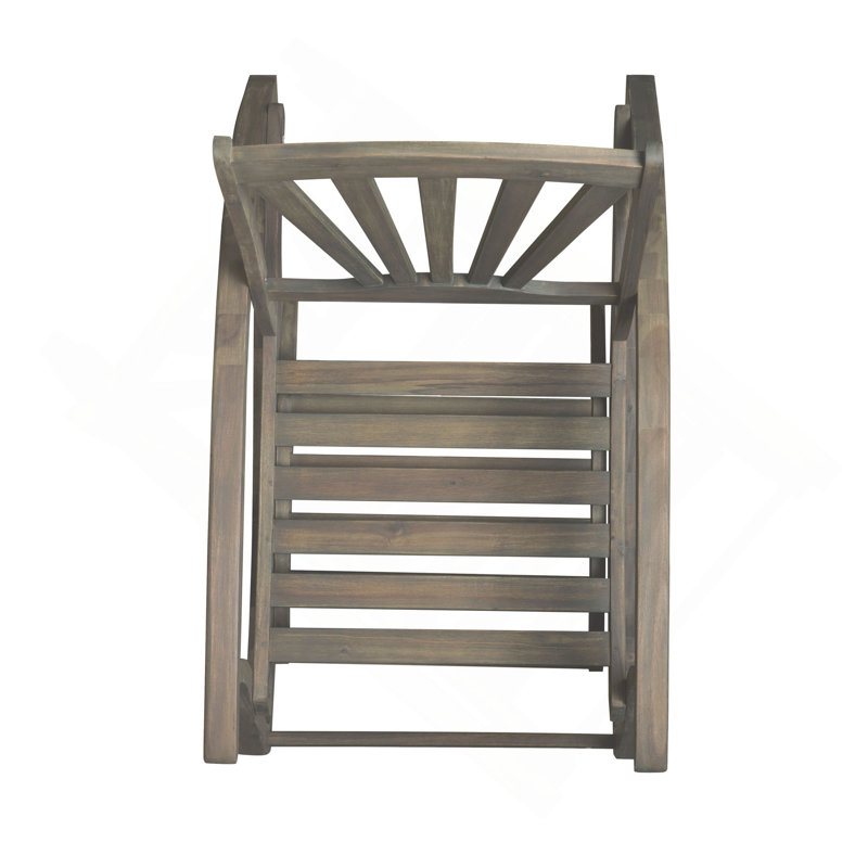 Chaise berçante d'extérieur en bois d'acacia avec panneau de pied rétractable, chaise berçante de patio à bascule