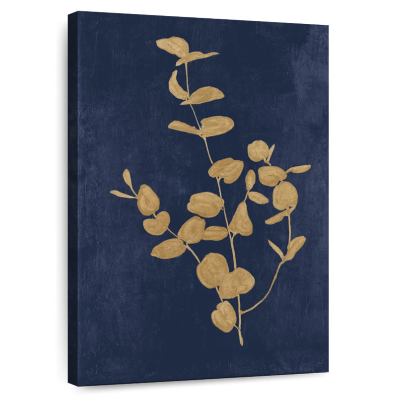 Étude botanique Harnek III - bleu marine, H 12 po x l 8 po