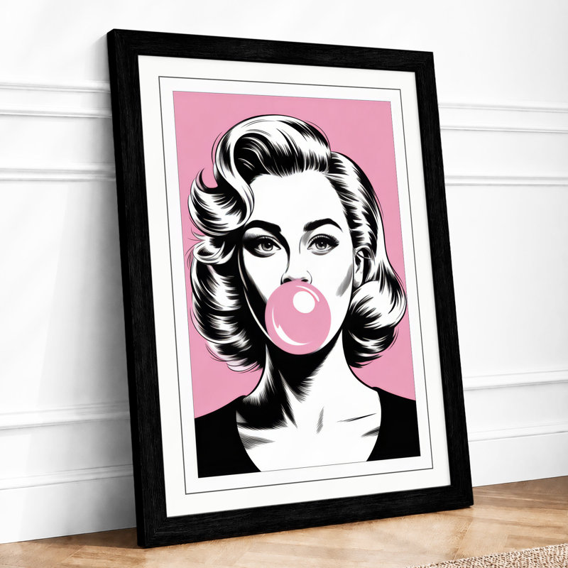 Bubblegum Pop Pop Art - Framed Print, A3 - 42.0 x 29.7 cm, Black