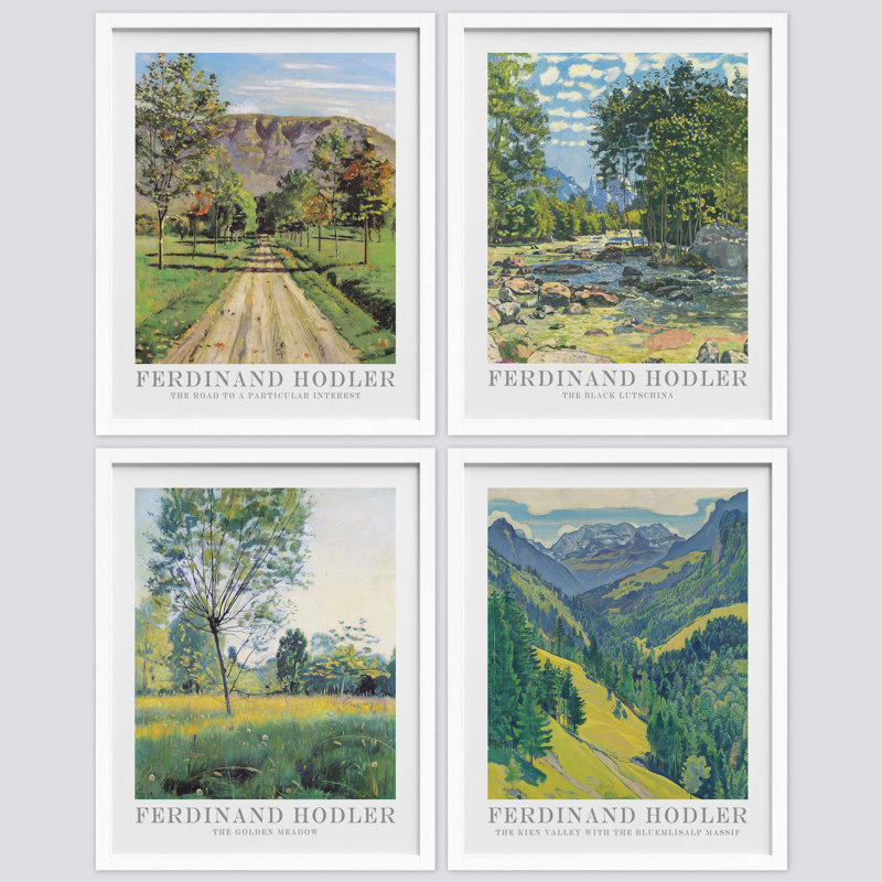 «Spring Summer Pastel Country Fields Nature», reproduction encadrée sur papier, 4 pièces, Blanc, H 14 po x l 11 po