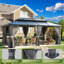 Pavillon de jardin à toit rigide 20 po x 12 pi avec double toit, pavillon de jardin extérieur en polycarbonate avec rideaux et filet, abri de patio permanent à cadre en aluminium pour la cour, la terrasse, le bord de la piscine-117276624-117493885