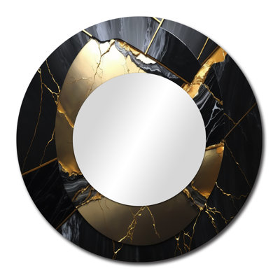 Abstract Geode Gold III - Marble Abstract Round Mirror Wall Decor_MTMIR58547