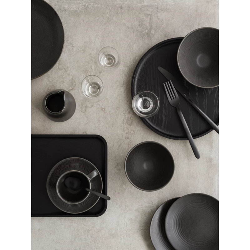 Plateau rond en chêne OKU, H 0,8 po x l 9,9 po x P 9,9 po, Noir