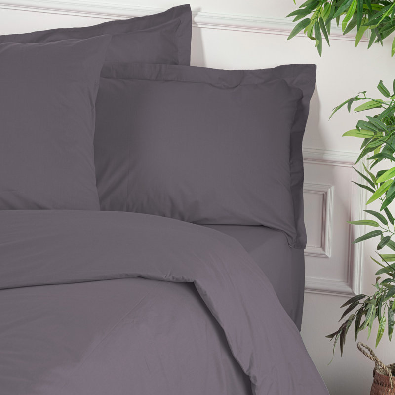 Premium Grey Ranforce Double Quilt Cover, 78.7 x 78.7 inches | 100% Cotton, 155 Thread Count, Button Closure | Soft, Durable, Machine Washable at 86°F | Perfect for Elegant Bedding & Cozy Bedrooms
