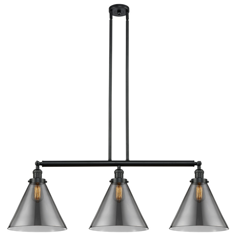 Lemmon 3 - Light Kitchen Island Pendant, Plated Smoke, LED, Matte Black