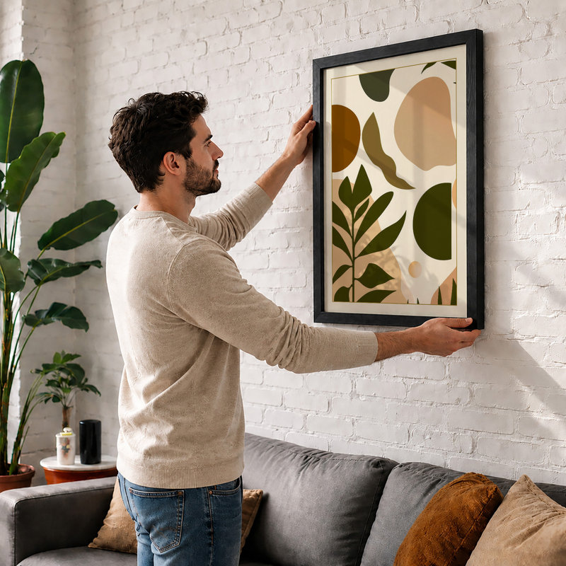 Organic Forms Minimalist - Framed Print, Oak, A3 - 42.0 x 29.7 cm
