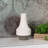 Stoneware Round Vase with Long Neck, Grey Banded Rim Base and Tapered Bottom SM Matte Finish White-28659199