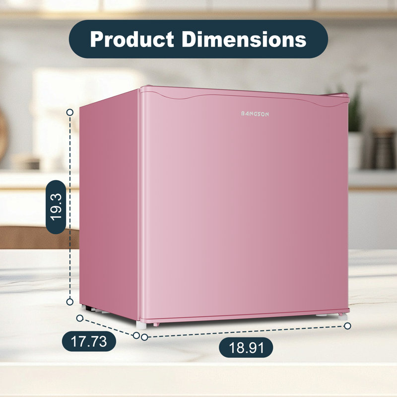 BANGSON 1.6 Cu.Ft Mini Fridge with Freezer, Reversible Door Compact Refrigerator for Dorm, Office, Bedroom, Apartment，Pink