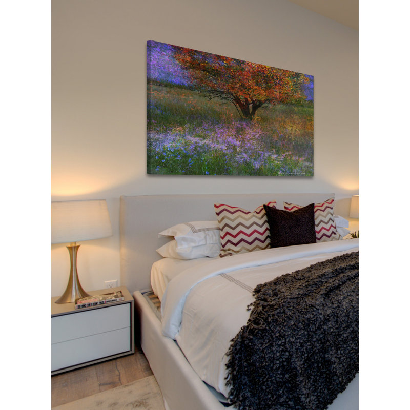 Lone Tree Flowered Meadow Canvas Art Print