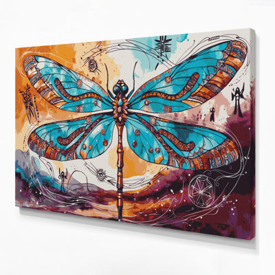 «Southwestern Animals» libellule, art mural sur toile brune 21
