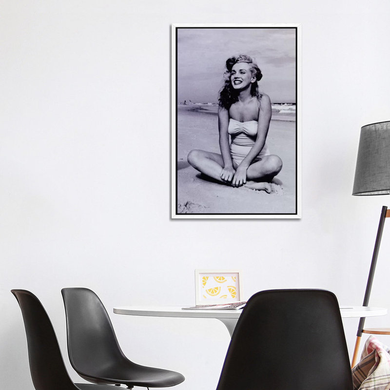 A Young, Smiling Marilyn Monroe Sitting on the Beach by Radio Days - Photograph Print on Canvas, 101.6 cm H x 66.04 cm W