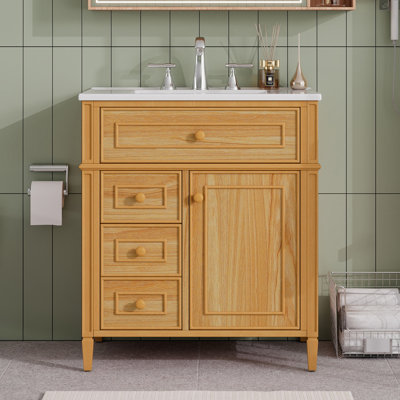 Norien 24" Classic Bathroom Vanity with Ceramic Sink Solid Wood and MDF Construction