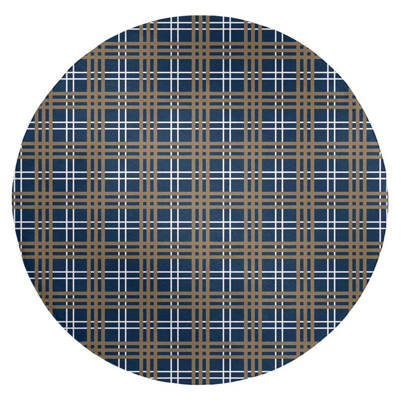 Tapis à carreaux bleu, Rond 5 pi