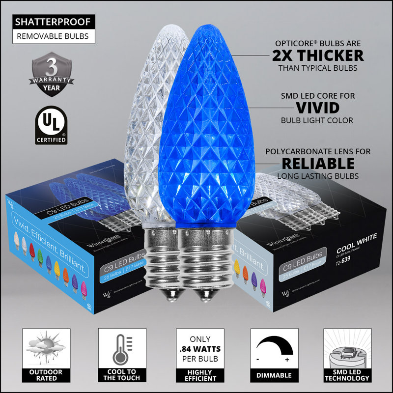 50-Foot Blue and White LED Pathway Lights with Stakes