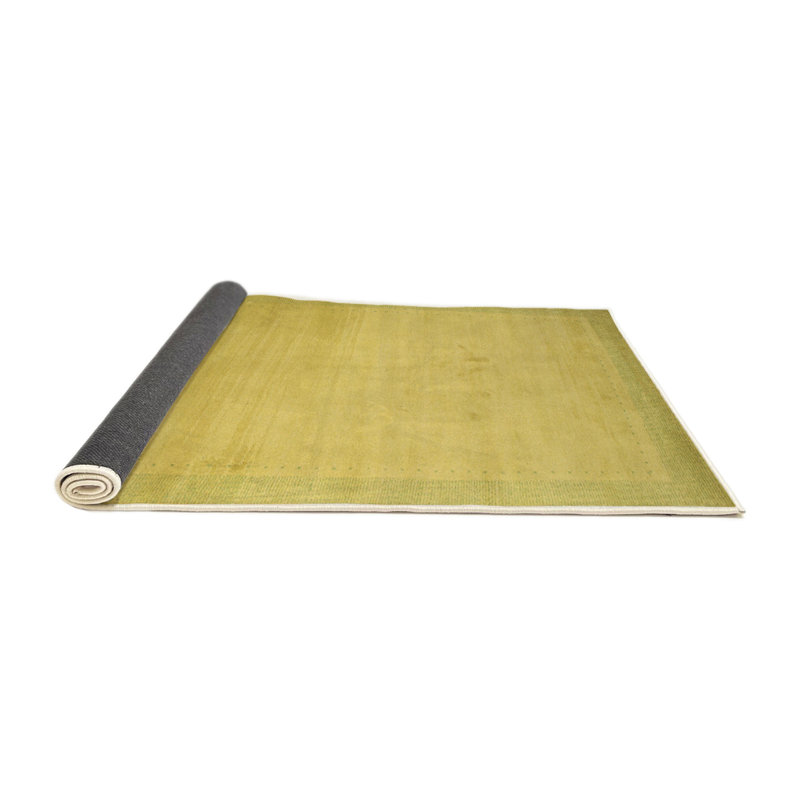 Tapis contemporain vert / jaune, Carré 6 pi