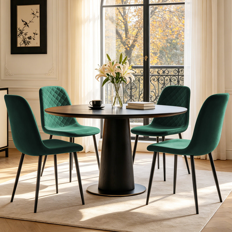 Velvet Modern Upholstered Dining Chair  , Green