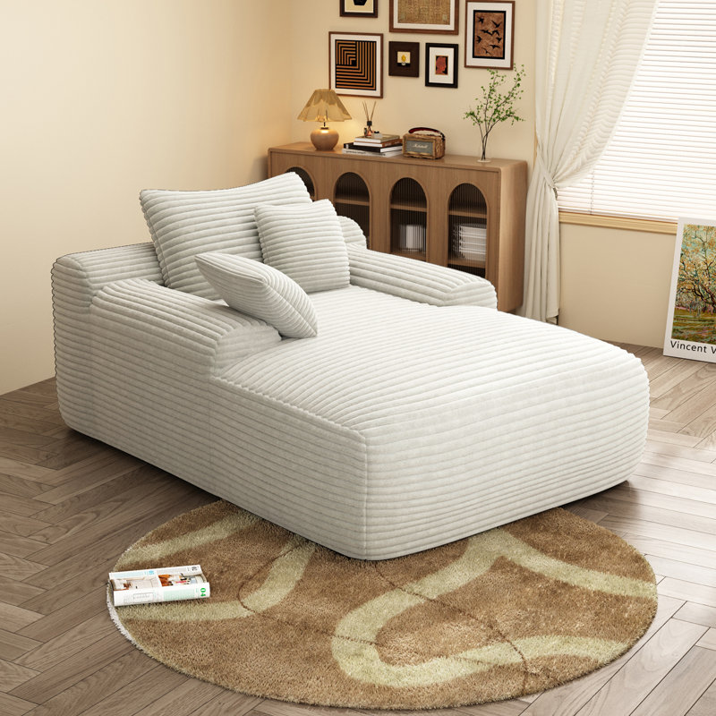 Boneless Boneless Oversized Corduroy Sofa Deep Seat Couchs With 3 Pillows,no Assembly., White