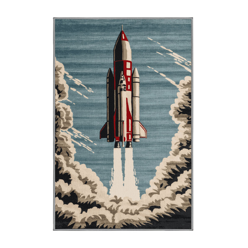 Tapis gris lavable à la machine, Rectangle 7 pi x 9 pi