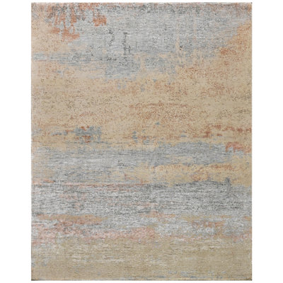 Tapis naturel et gris noué à la main de haute qualité