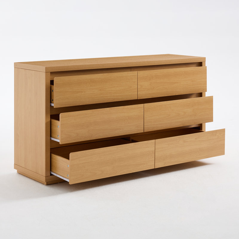 Commode 6 tiroirs Fere, Chêne miel