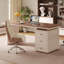 Bureau à 3 tiroirs brun noyer + blanc massif + bois manufacturé-1496532283-1496532281