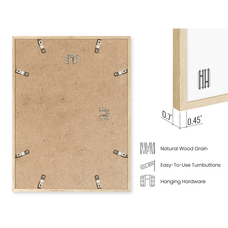Beige Oak Framed Wall Art Set with Plexiglass