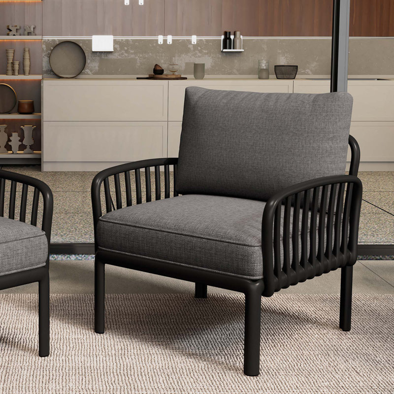 Outdoor Patio Club Chair, Modern Patio Furniture, Waterproof Thick Cushion Deep Seating for Porch, Balcony, Gray