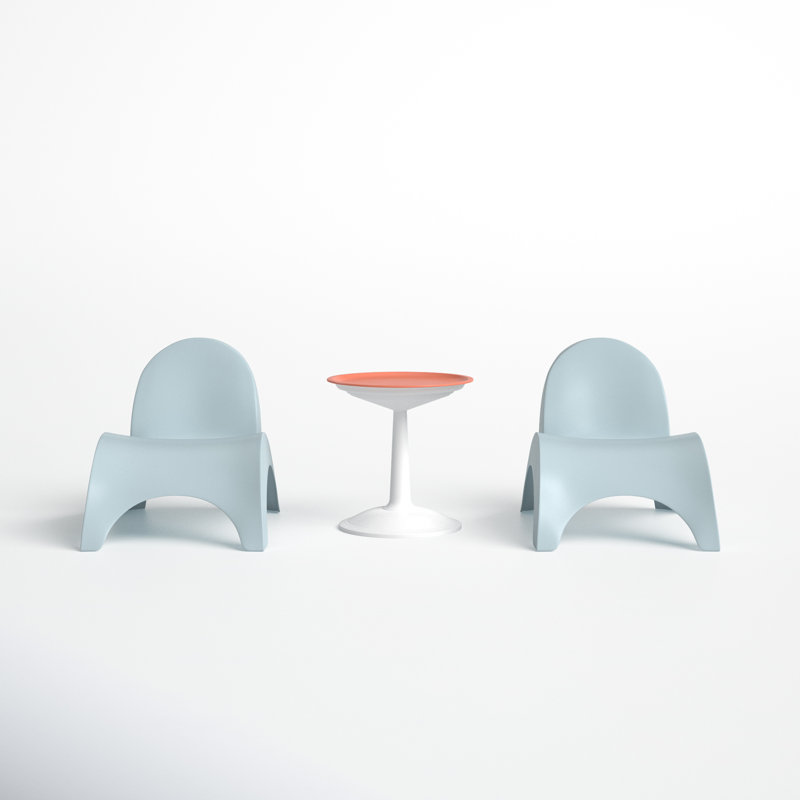Ameswood Outdoor Chaise Lounge Set with Table, Blue/Orange